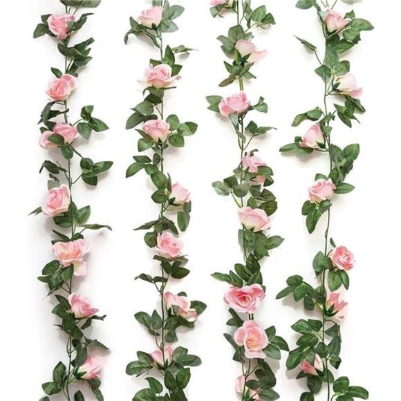 2 PCS (16FT) Fake Rose Vine Garland Artificial Flowers Plants for Hotel Wedding - Picture 1 of 7